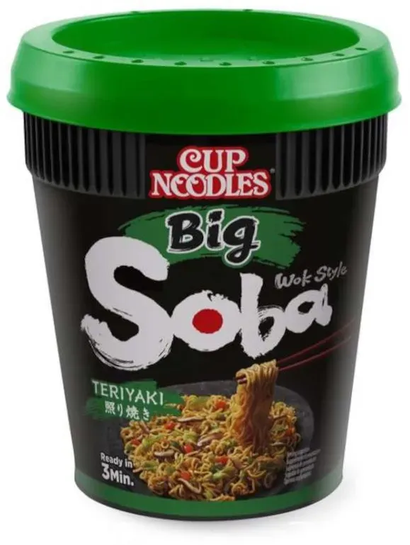 NISSIN Soba Nudel Cup, Big Teriyaki 113g Becher