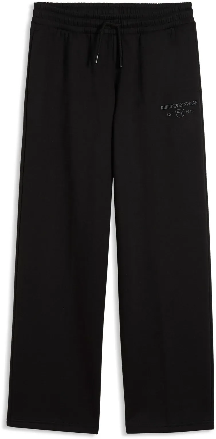 Trainingshose PUMA "CLASS STRAIGHT LEG PANTS FL G", Mädchen, Gr. 164, N-Gr, schwarz (puma schwarz), Fleece, Obermaterial: 68% Baumwolle, 32% Polyester, bedruckt, regular fit normal, Hosen Trainingshose, Regular Fit, für Sport und Freizeit, sportlicher Stil