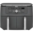Ninja Dual Zone Digital Air Fryer, 2 Schubladen, 6-in-1, Heißluftfritteuse, 9,5L, Heißluft-Frittieren, Max Crisp, Rösten, Backen, Aufwärmen, Spülmaschinenfeste Körbe, Metallic Grau DZ400EU