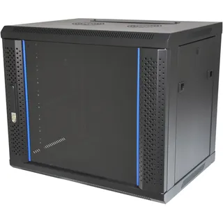 Koscom Connect Netzwerkschrank 9 HE I Serverschrank 19 Zoll I Wandmontage 600 x 450 x 505 mm I voll montiert I Server Gehäuse mit abschließbarer Glastür I Traglast 60 kg I Schwarz