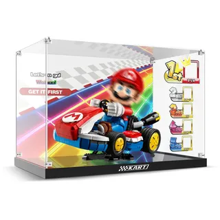 Acryl-Vitrine für Lego 72037 Mario Kart, Verdickter Acryl-Display-Kasten mit Hintergrund(nur Kasten, Keine Modelle), staubdichter Display-Kasten Kompatibel mit Lego 72037(Black)