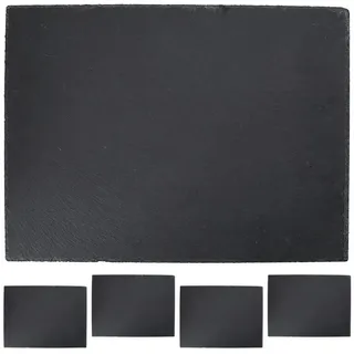 Cepewa Schieferplatte 4er Set | rechteckig 40x30cm Filzschoner | Tischuntersetzer Steinplatte Servierplatte Untersetzer (1 x 4er Set Schieferplatte 40x30cm)