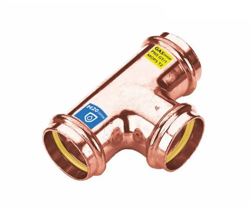 Sanpro Pressfitting Kupfer T-Stück gleiche Abgänge, Größe V 15