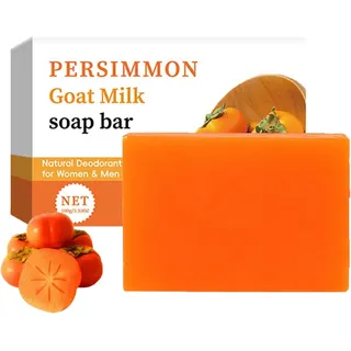 Kaki Seife, Rhoms Presimmon Soap, Kernseife Natur mit Kaki-Extrakt von Entfernung Körpergeruch für Männer Frauen, Aufhellende Badeseife Tiefenreinigung für Gesicht und Körper, Peeling, Glättend (1)