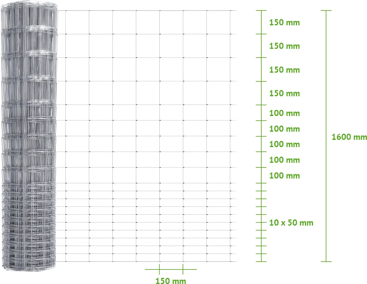 MR-Zaun Wildzaun Knotengeflecht 160/20/15 L