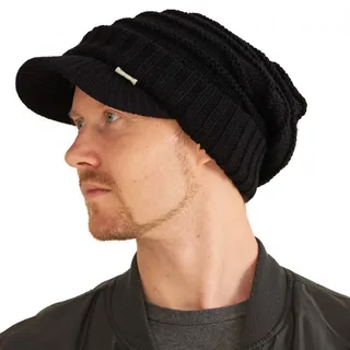 Mütze Schirm Visor Wintermütze - Herren Schildmütze Beanie Damen Schirmmütze Strick Mit Schild Schwarz - Einheitsgröße