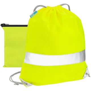 EAZY CASE Reflektor Turnbeutel, Sportbeutel mit Reflektoren, Beutel mit Kordel, Gym Bag mit Kordelzug ideal für Schule, Kindergarten, reflektierend für hohe Sichtbarkeit im Straßenverkehr, Gelb