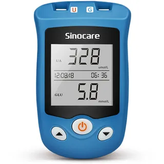 Sinocare Safe AQ UG Blutzucker-Harnsäuremessgerät mit fortschrittlicher Teststreifen-Lanzette für Multifunktionen