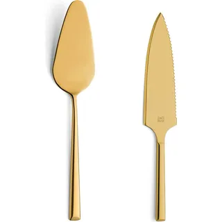 Beckmann & Rommerskirchen B&R 1107 Kuchenheber Set, 2-teilig, Edelstahl, Gold, Tortenheber Set, Kuchenmesser, Tortenmesser, Dessertbesteck, PVD Besteck