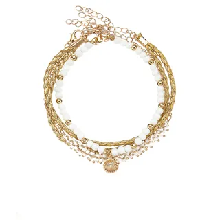 LASCANA Fußketten Set »3 einzelne Fußkettchen in Boho Stil«, und Glasperlen, Fußkettchen mit Anhänger