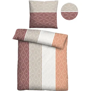 biberna Biber-Bettwäsche ORIENTA, Burgund - Orange - Grau - 135 x 200 cm - Baumwolle, Polyester, - mit Reißverschluss