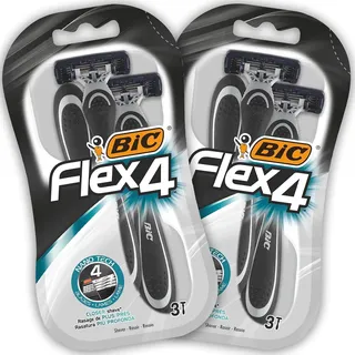 BIC Flex 4 Rasierer Herren, 2 x 3 Einwegrasierer mit je 4 Klingen, mit Aloe Vera & Vitamin E für eine sanfte Rasur