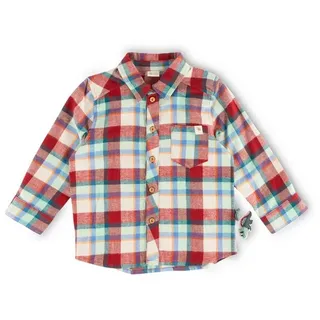 Sigikid Langarmhemd Flanellhemd dino world für Kinder Jungen (1-tlg) rot 104