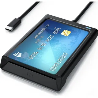 CSL Speicherkartenleser, USB C Smart Card Reader mit NFC, Chipkartenleser, SIM Kartenlesegerät, für Personalausweis Gesundheitskarte Bankkarte, M...
