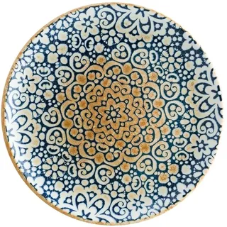 6x Bonna Alhambra Teller flach 27cm 3cm hoch Blau Beige Porzellan ALHGRM27DZ Speiseteller Tafel Geschirr