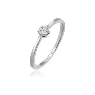 Elli Ringe - Ring Verlobungsring Diamanten (0.045 ct.) 585 Weiß - Gr. 54 MM - in Silber - für Damen
