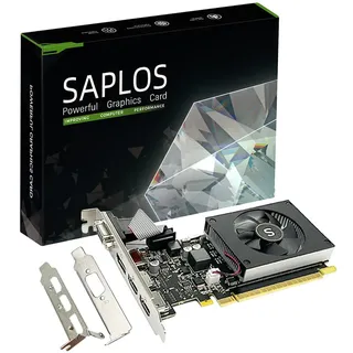 SAPLOS GT 730 4GB Grafikkarte, 2 HDMI, DisplayPort, VGA, DDR3 64-bit, Low Profile Grafikkarten PC, Computer GPU, Low Power, PCI Express x8, DirectX 12
