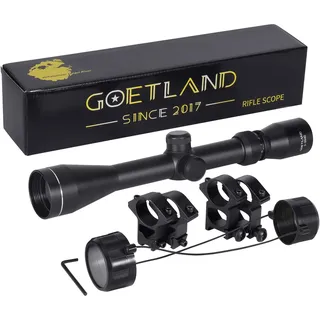 Goetland Gewehr Zielfernrohr 3-9x40 Airsoft Crosshair Optik R4 Absehen mit Montage Ringe SFP für Taktische Jagd Luftgewehr Sportschützen