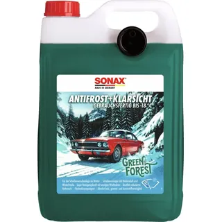 Sonax AntiFrost+KlarSicht gebrauchsfertig bis -18 °C Green Forest (5 Liter) Scheibenfrostschutz für die Scheibenwaschanlage mit Kiefernduft | Art-Nr. 01385000