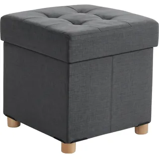 Relaxdays Hocker mit Stauraum Polyester 38 x 38 x 38 cm Dunkelgrau