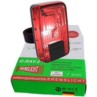 Litecco Preis-Leistungs Sieger - Litecco G-RAY.2 I leuchtstarkes LED Akku Fahrradlicht I Rücklicht mit Bremslicht I Power LED I USB-Ladekabel I StVZO, Schwarz