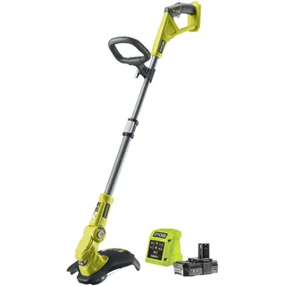 RYOBI 18 V ONE+ Akku-Rasentrimmer RLT183220S (25-30 cm Schnittbreite, 3-fache Schnittwinkelverstellung, Teleskopstil für komfortable Arbeitshaltung, inkl. 1x 2,0 Ah Akku und Ladegerät)
