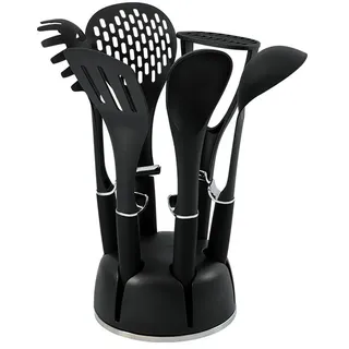 COFI Schäfer 7-tlg. Küchenhelfer-Set Ergonomische Griffe Küchenbesteck Küchenhelfer Küchenutensilien Set Metallic Schwarz