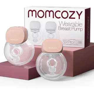Momcozy S9 Pro Aktualisierte Milchpumpe Elektrisch Tragbar, Freihändige Milchpumpe mit längster Akkulaufzeit und LED-Anzeige, Elektrische Milchpumpe mit 2 Modi & 9 Stufen - 24mm (Rosa, 2 Pack)