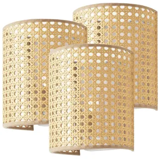 [lux.pro] Wandleuchte Ascot 3er Set Rattanoptik