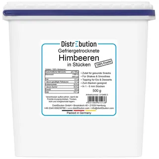 DistrEbution Trockenfrüchte Himbeeren Gefriergetrocknete Stücke, Ohne Zuckerzusatz, 500 g, Ohne Zuckerzusatz, künstliche Aromen oder Konservierungsstoffe