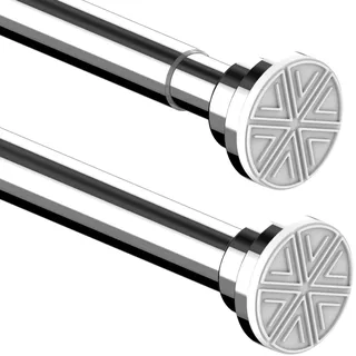 1Stück Kein Rost Duschvorhangstange Ausziehbar Edelstahl Duschstange ohne Bohren Teleskopstange für Badezimmer, Badewanne, Dusche, Türen 110-200CM Neues Design