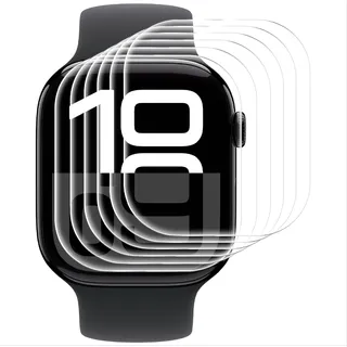 GIOPUEY Schutzfolie für Apple Watch Series 10 46mm, [6 Stück] HD Ultradünn Folie Flexibel Displayschutzfolie, [Anti-Kratzer] [Anti-Reflex] - Durchsichtig