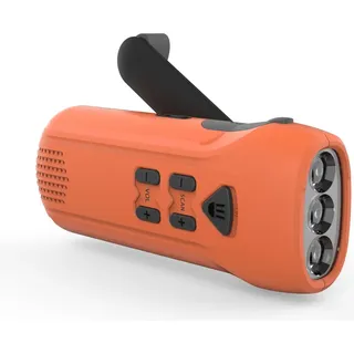 Bea-fon RD5035 Kurbel-Radio Outdoor LED-Taschenlampe mit FM-Radio, Powerbank, orange