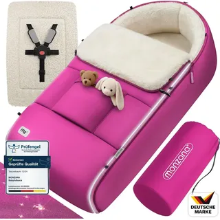monzana Fußsack Kinderwagen Baby, mit Reflektoren, Reißverschluss Buggy Waschbar Babyschale Schlafsack Babydecke Kuschelig rosa - Monzana