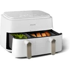 PHILIPS Heissluftfritteuse "Airfryer 3000 Dual Basket NA353/10, zwei Körbe mit 9L (3L+6L)", weiß (weiß, champagne), B:44,4cm H:31,5cm T:38,3cm, Fritteusen, RapidAir Technologie und 12 Kochfunktionen; Weiß/Champagner, Topseller
