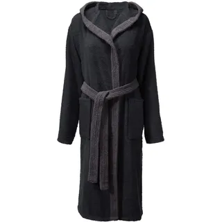 CelinaTex XS-XL Bademantel Kapuze Uni zweifarbig lang aufgesetzte Taschen Damen warm Frottee reine Baumwolle OEKO-TEX Fehmarn - L