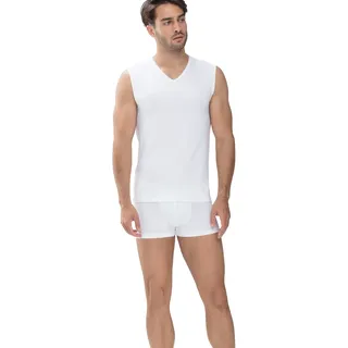 Tanktop MEY "Dry Cotton", Herren, Gr. 5, weiß (1x weiß), Single Jersey, Obermaterial: 57% Baumwolle, 38% Polyester, 5% Elasthan, unifarben, körpernah hüftbedeckend, V-Ausschnitt, Tops, mit V-Ausschnitt