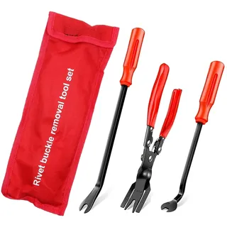 HISports 3er-Pack Entfernungswerkzeuge, Auto-Set, universelle Fixierung, Auto-Klemme, Türverkleidungswerkzeug, Verkleidung, Autotürverkleidung, Armaturenbrett, Innenformkeil, Rot