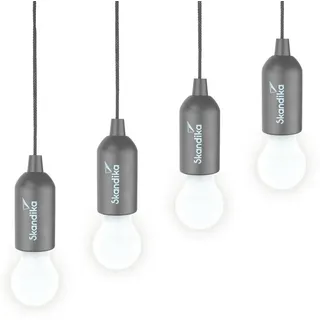 Skandika Campinglampe Narvik | 4er Set, LED Lampe, Pull Light, batteriebetrieben grau No Size