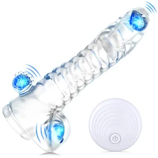 LYAMais Vibrierende Penishülle 20 Arten starker Vibrationen Elektrischer Penishülle Sexspielzeug für Paare extrem Silikon Dildo Penishülle für Penisvergrößerung und Zeit Verlängern Extrem(Transparent)