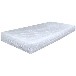 BDW Schaummatratze - H2 Mittelfest - für Baby-, Kinder-, Einzelbett - mit Abnehmbarem Waschbarem Bezug mit Schnellverschluss - Antiallergisch - Doppelseitig - Elastisch - Weiß - 120x60x8cm