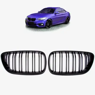 Kühlergrill SET Schwarz Matt Doppelsteg passt für BMW 2er F22 F23 235 240 M2