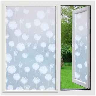 Coonoor Fensterfolie 3D Fensterfolie, selbstklebende undurchsichtige Sichtschutzfolie, Fensterfolie mit Pusteblumen-Muster