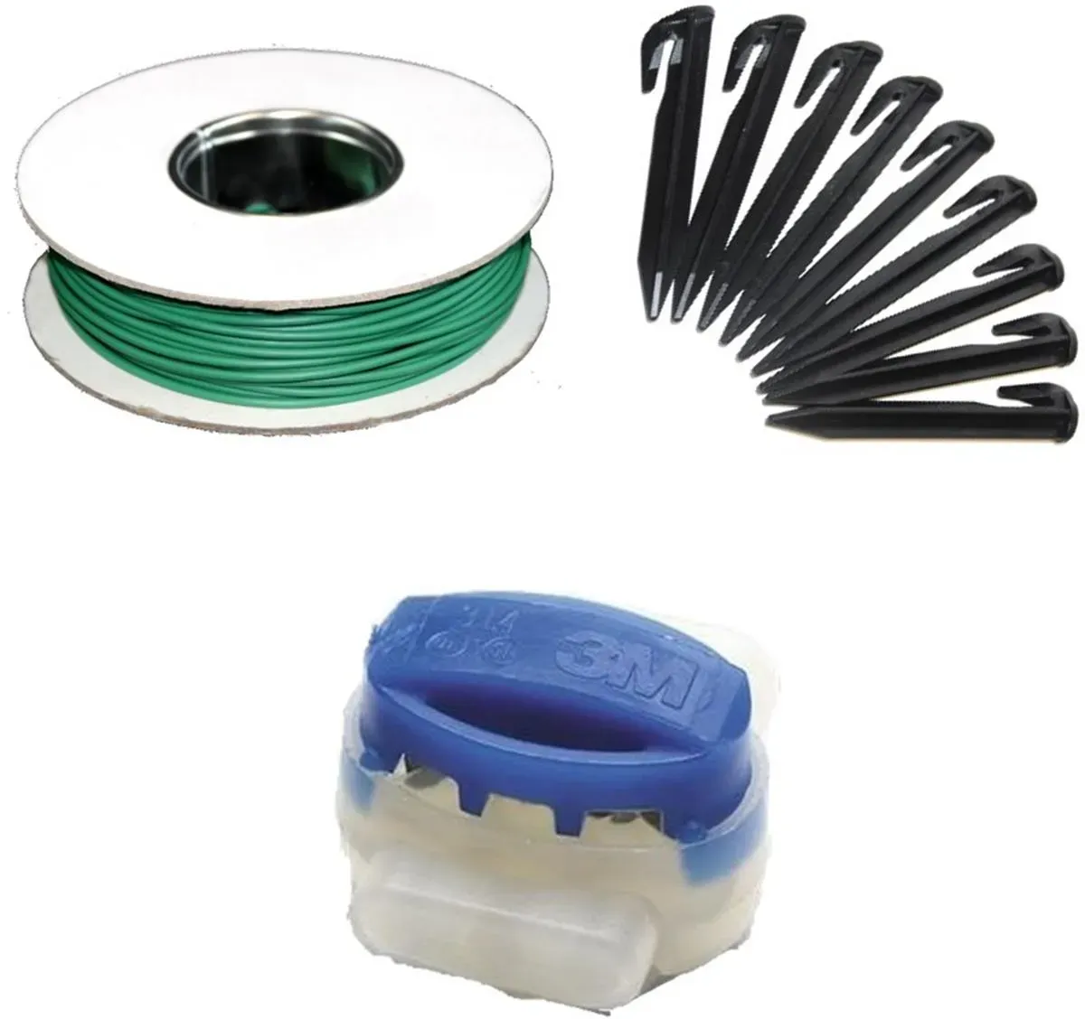 Genisys Mähroboter Kabel Reparatur Set + Haken Verbinder kompatibel mit Cub Cadet XR Rasen Roboter Mäher Begrenzung Draht Erdnägel Klemmen - HQ 2024, Set: 10m+20H+6V