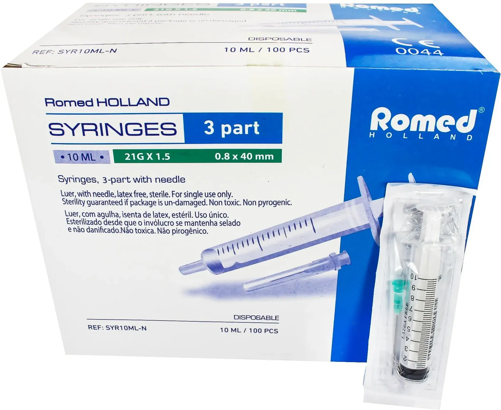 Romed Einmalspritzen mit Einmalkanülen 3-teilig steril 10 ml (100 Stück)