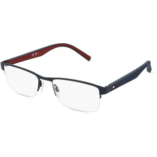 Tommy Hilfiger Eyewear TH 2047 Herren-Brille inkl. Gläser Halbrand Quadratisch Edelstahl-Gestell 53/18/145, blau