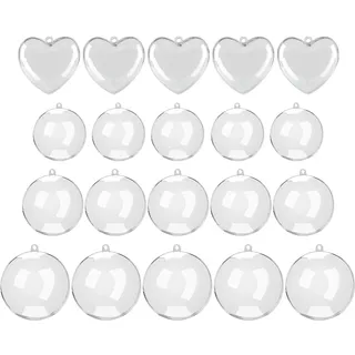 20 Dekokugeln, Transparente Dekorationen, Gefüllte Plastikkugeln, Partydekoration Lobbälle, Herzförmige Runde Dekokugeln