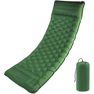 Isomatte Camping Luftmatratze Selbstaufblasend: Extra Dick 12 cm Ultraleicht Selbstaufblasbare Verbindbare 50D Isolierte Schlafmatte mit Kissen für Trekking, Camping, Wandern, Zelt (Olivengrün)