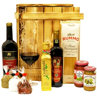 Geschenkbox-24 Italienisches Geschenkset „Florenz“ | Großer Geschenkkorb mit Wein, Olivenöl & vielen Spezialitäten aus Italien