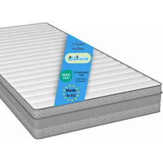 Bodyprotect Federkern Matratze Tape Edge 90 x 200 cm, Höhe 18 cm, Federkernmatratze, orthopädische 7-Zonen Taschenfederkernmatratze 90x200 cm, Härtegrad H3 bis 100kg, Oeko-TEX, Made in EU